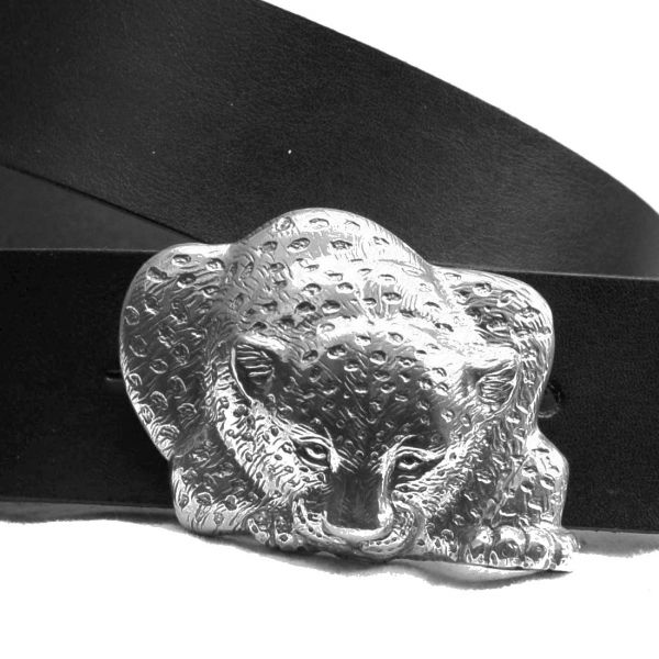 Bonaroca Gürtel Leopard Jaguar Rindleder 925 Sterling Silber, GL6