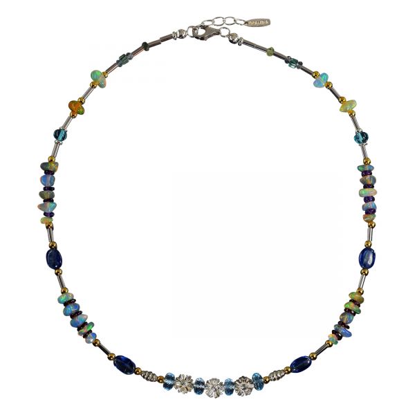 BONA ROCA Opal Edelsteinarmband kombiniert aus Wello-Opal, blauem Topas OK134S