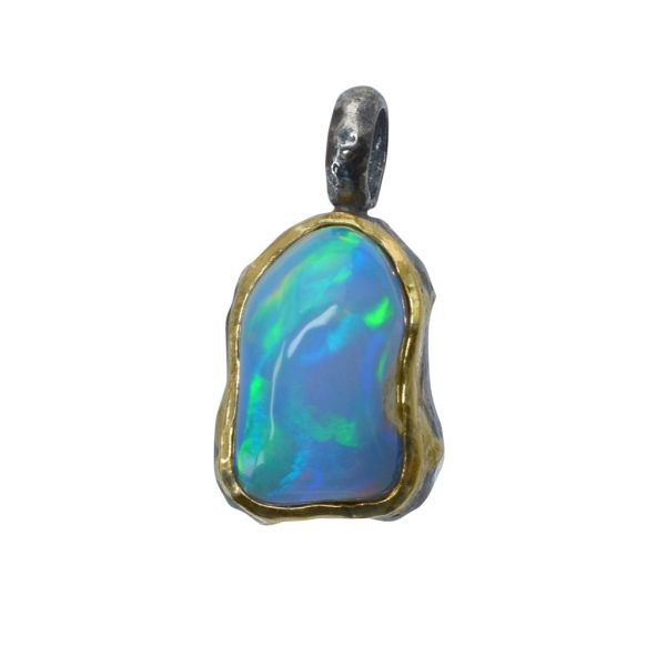 BONA ROCA  Edel Opal Anhänger Charm Natur förmig geschliffen Fassung 18 Karat Gold mit Sterling Silber OP18-506