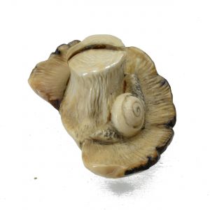 verrottender Pilz mit Schnecke Netsuke