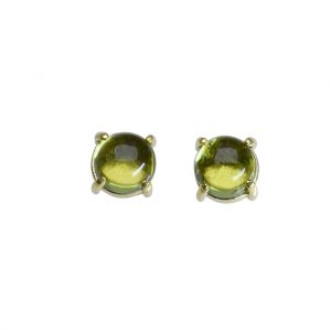 Bonaroca Silber Ohrstecker Peridot Edelstein Cabochon 7mm Sterling Silber Gold plattiert, OG-5107