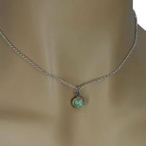 BONA ROCA  Edel Opal Anhänger Charm ovale Form Fassung 18 Karat Gold mit Sterling Silber OP18-511