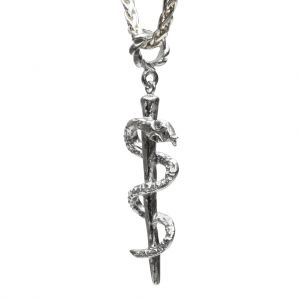 Bonaroca Anhänger Äskulapstab Charm mit Öse 2 Swarovski Kristall Augen, Sterling Silber, 4293